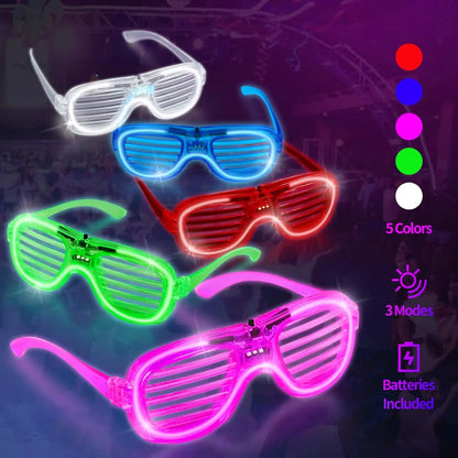 Lot de 12 lunettes lumineuses à LED avec 3 modes de clignotement qui brillent dans le noir, fournitures de fête au néon, cadeaux de fête pour enfants et adultes