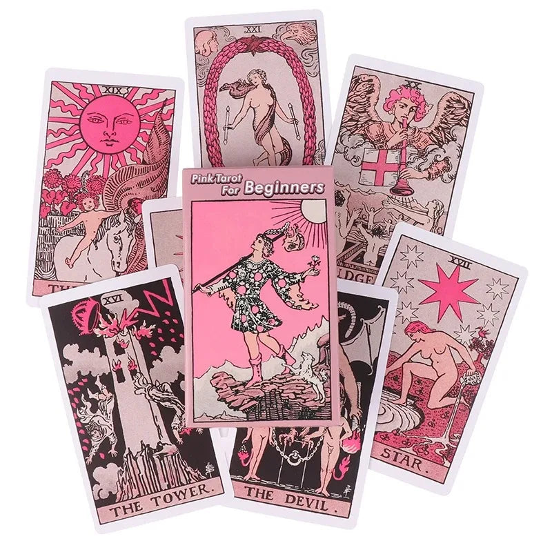 Jeu de cartes de tarot Pink Rider Waite pour débutants Jeu de divination de prophétie Jeu de société de fête familiale Jeu de divination de cartes de destin