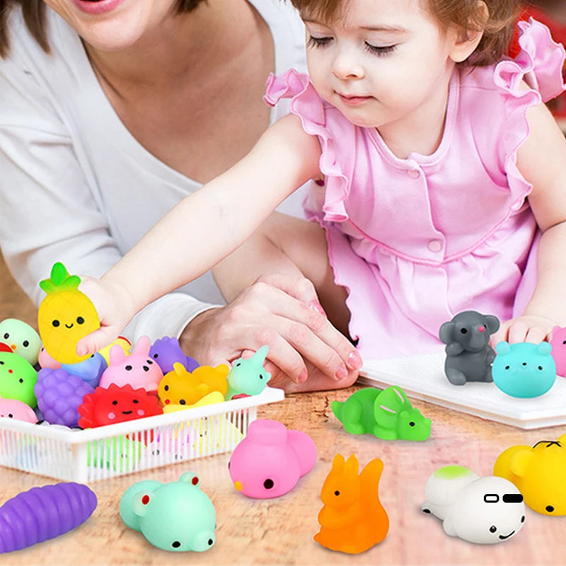 50 piezas de mini mochi squishies kawaii de dibujos animados, juguetes blandos para niños, pelota antiestrés, regalos de fiesta, juguetes para aliviar el estrés para cumpleaños