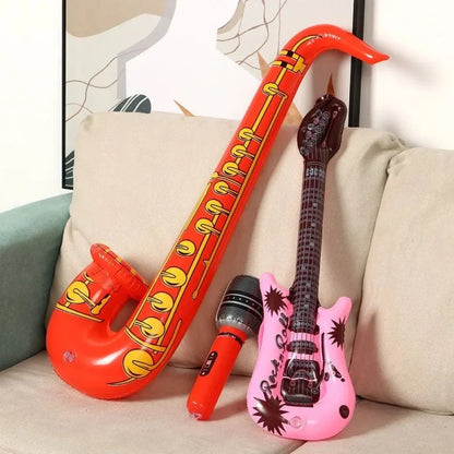 Juego de 6/24 instrumentos inflables con globos musicales, instrumentos de simulación, guitarras, saxofones, micrófonos, juguetes de fiesta para niños