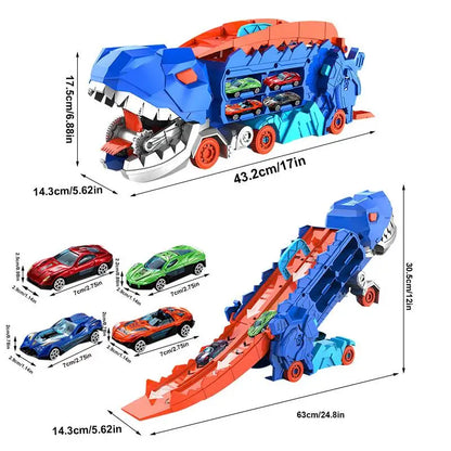 Dinosaur Car Transformed Toy Safe Dino Car Colorful Cool Holiday Gift Funny Unique Track Car for Thanksgiving Birthdays New year