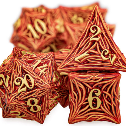 ORIFANTUO Red Tree Root Dnd Metal Dice Set D+D Polyédrique Dés pour D et D Dungeon et Dragon Pathfinder Jeux de rôle Dés