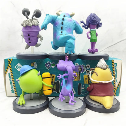 6pcs/set Monsters University Sullivan Michael Cute Anime Action Figure Toys 7-10CM