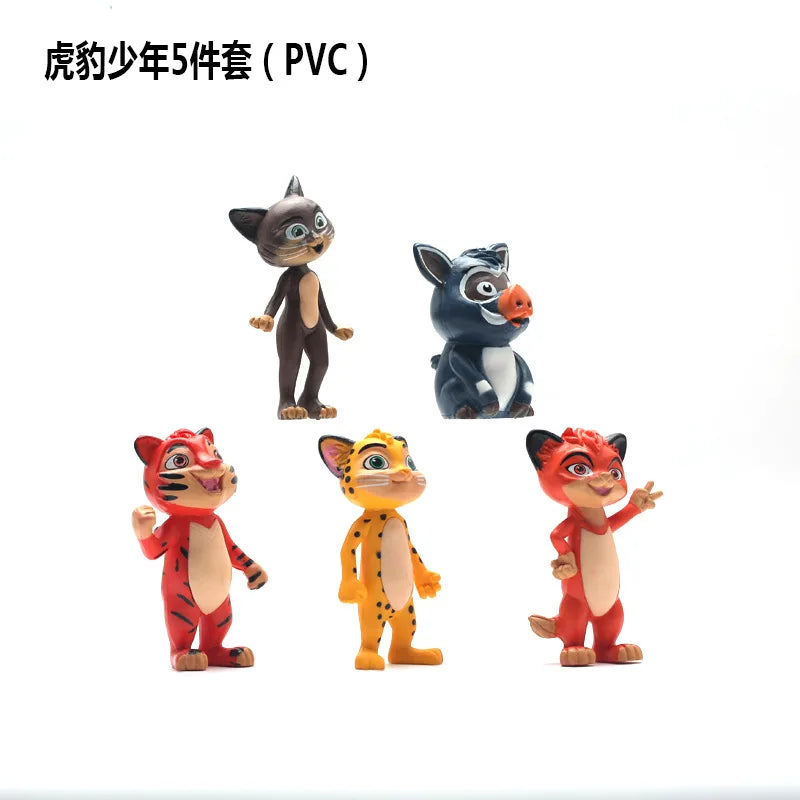 5pcs/set Tig Action Figures Toy Leopard Brothers PVC Tiger Model Action Collection Doll Mini Toy Model for Children Gift