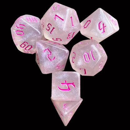 7Pcs/Set For DND Dice Sets New White Glitter Polyhedral Dice D4 D6 D8 D10 D% D12 D20 for Role Playing Board Game RPG Dice