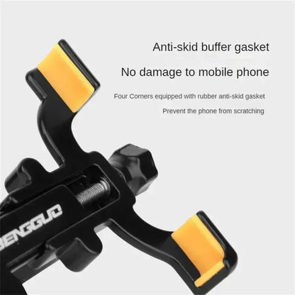 Non-slip MTB Phone Mount Stand For Bicycle Holder 360° Rotatable Aluminum Adjustable Clamping Bike Phone Stand Shock Absorption