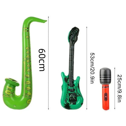 Juego de 6/24 instrumentos inflables con globos musicales, instrumentos de simulación, guitarras, saxofones, micrófonos, juguetes de fiesta para niños