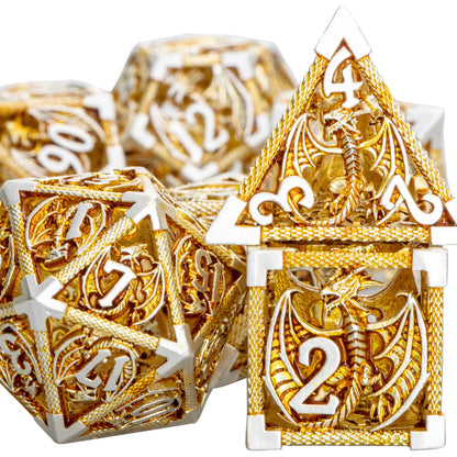 Juego de dados de metal hueco DND poliédricos D&amp;D Dragon Dice para juegos de rol Dungeon and Dragon Pathfinder RPG Shadowrun