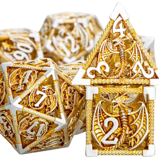 Hollow Metal Dice Set DND Polyhedral D&D Dragon Dice for Dungeon and Dragon Pathfinder RPG Shadowrun Role Playing Games dice