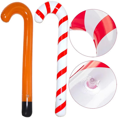 90cm Christmas PVC Inflatable Balloon Cane Toys Kids Inflatable Candy Cane Balloons Indoor and Outdoor Holiday Decoration Props