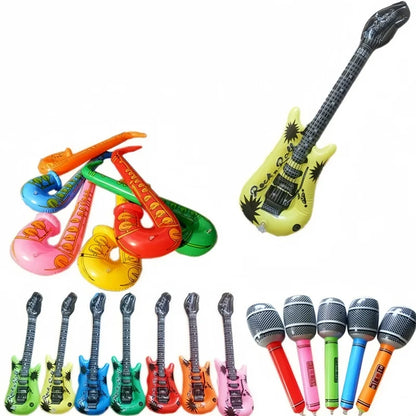 Juego de 6/24 instrumentos inflables con globos musicales, instrumentos de simulación, guitarras, saxofones, micrófonos, juguetes de fiesta para niños