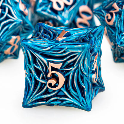 ORIFANTUO 7CPS Dés en métal bleu Dnd Dés polyédriques D&amp;D pour D et D Dungeon et Dragon Pathfinder Jeu de rôle de table Dés