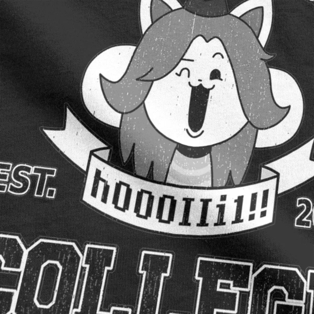 Camisetas para hombre de Temmie College Undertale, camiseta de juego genial, camiseta de manga corta con cuello redondo, camisetas de algodón puro de talla grande