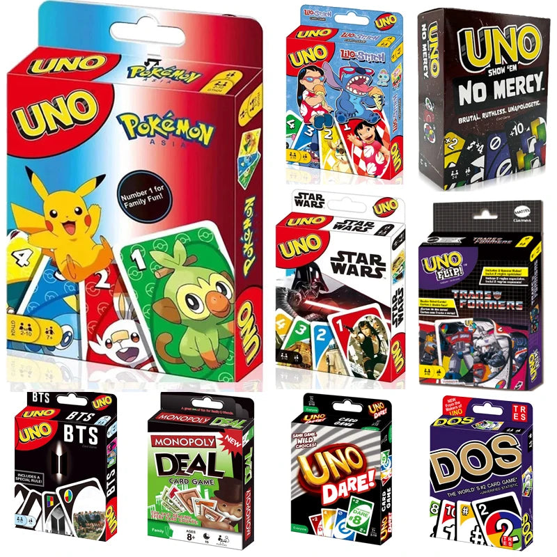 Nouveau jeu de société UNO FLIP! Pokemon Anime Cartoon Pikachu Figure Pattern Family Funny Entertainment UNO Cards Games Cadeau de Noël