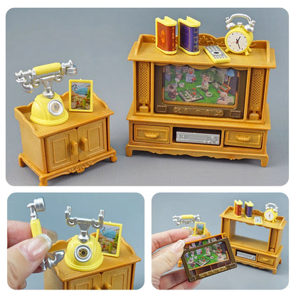 Forest Family Doll 1:12 Dollhouse Kitchen Accessories Mini Model Reindeer Animal Miniature Furniture Pretend Play For Girl Gifts