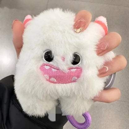 Porte-clés en peluche monstre des neiges pour filles, mignon jouet en fourrure de dessin animé blanc vert, pendentif pour sac d'école, porte-clés de voiture, accessoires en peluche