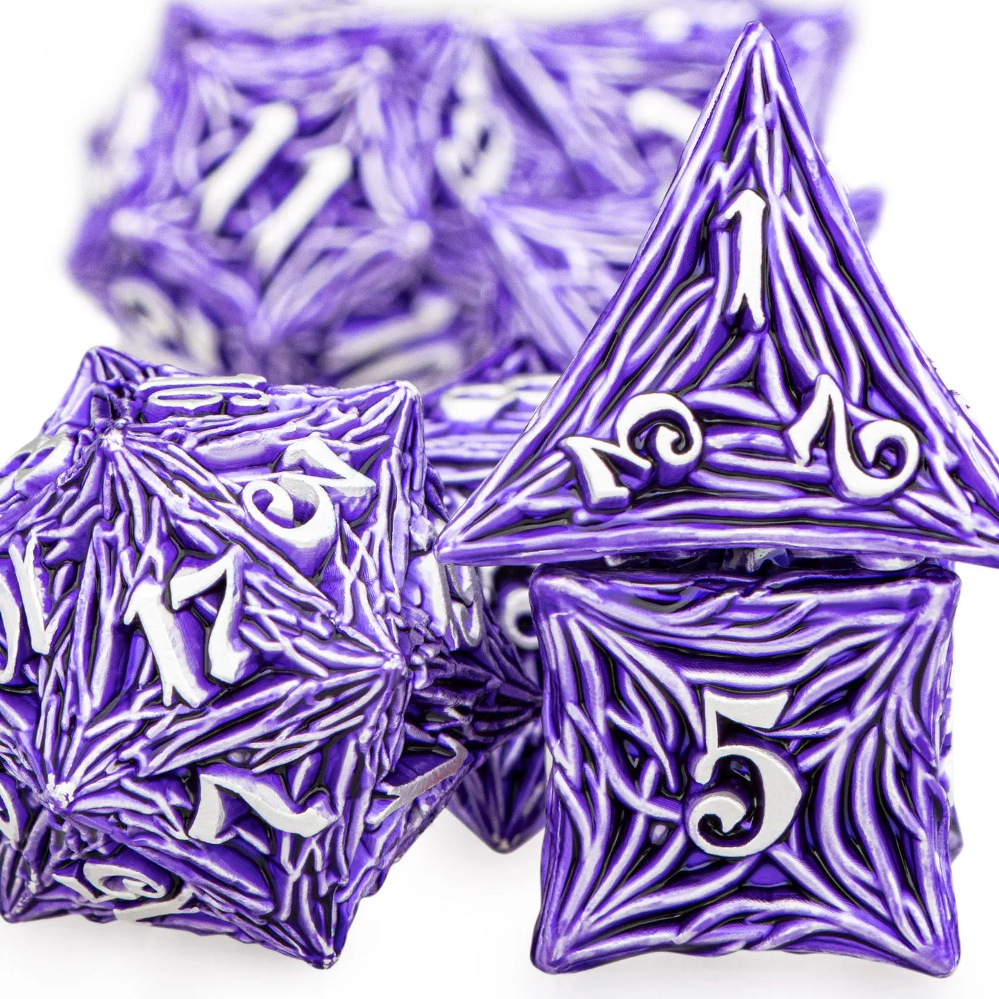 ORIFANTUO Purple Tree Root Dnd Metal Dice D&amp;D Polyhedral Dice pour D et D Dungeon et Dragon Pathfinder Jeux de rôle Dés