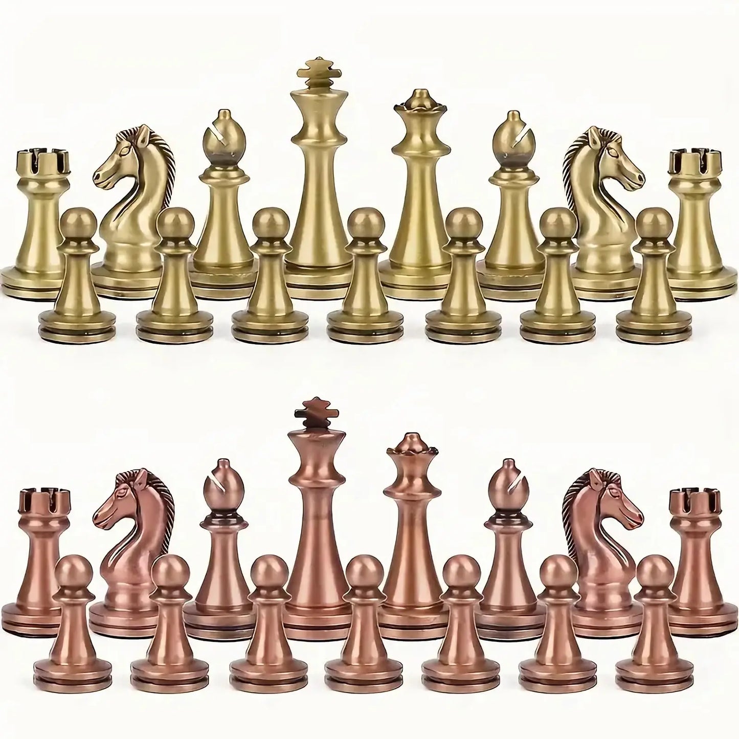 Staunton Weighted Metal Chess Pieces Chessmen with 2.6 Inch King Felted 2 Extra Queens Chess Pieces Only, No Board