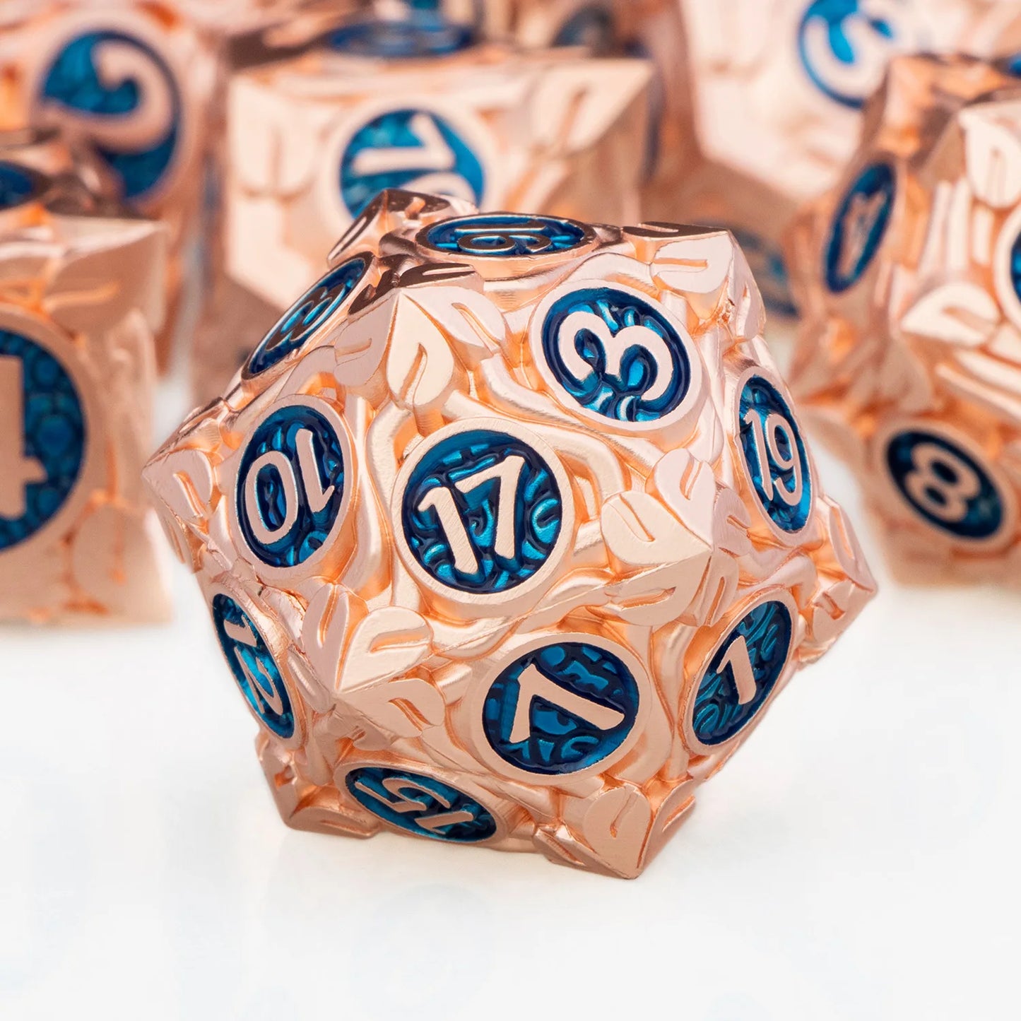 DND Metal Red Copper Blue RPG Polyhedral For Dungeon and Dragon Tabletop Role Playing Game D and D Dice Set D20 D12 D10 D8 D6 D4