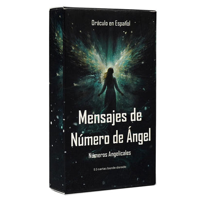 Oráculo en Español Mensajes de Número de Ángel 53 Cartas Números Angelicales Angel Number Messages Tarot Cards Deck Gilded Edge