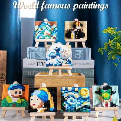 Blocs de construction de peintures célèbres 3D Pixel Art créatifs Van Gogh ciel étoilé Micro blocs jouets de bricolage cadeau pour enfants décoration de la maison