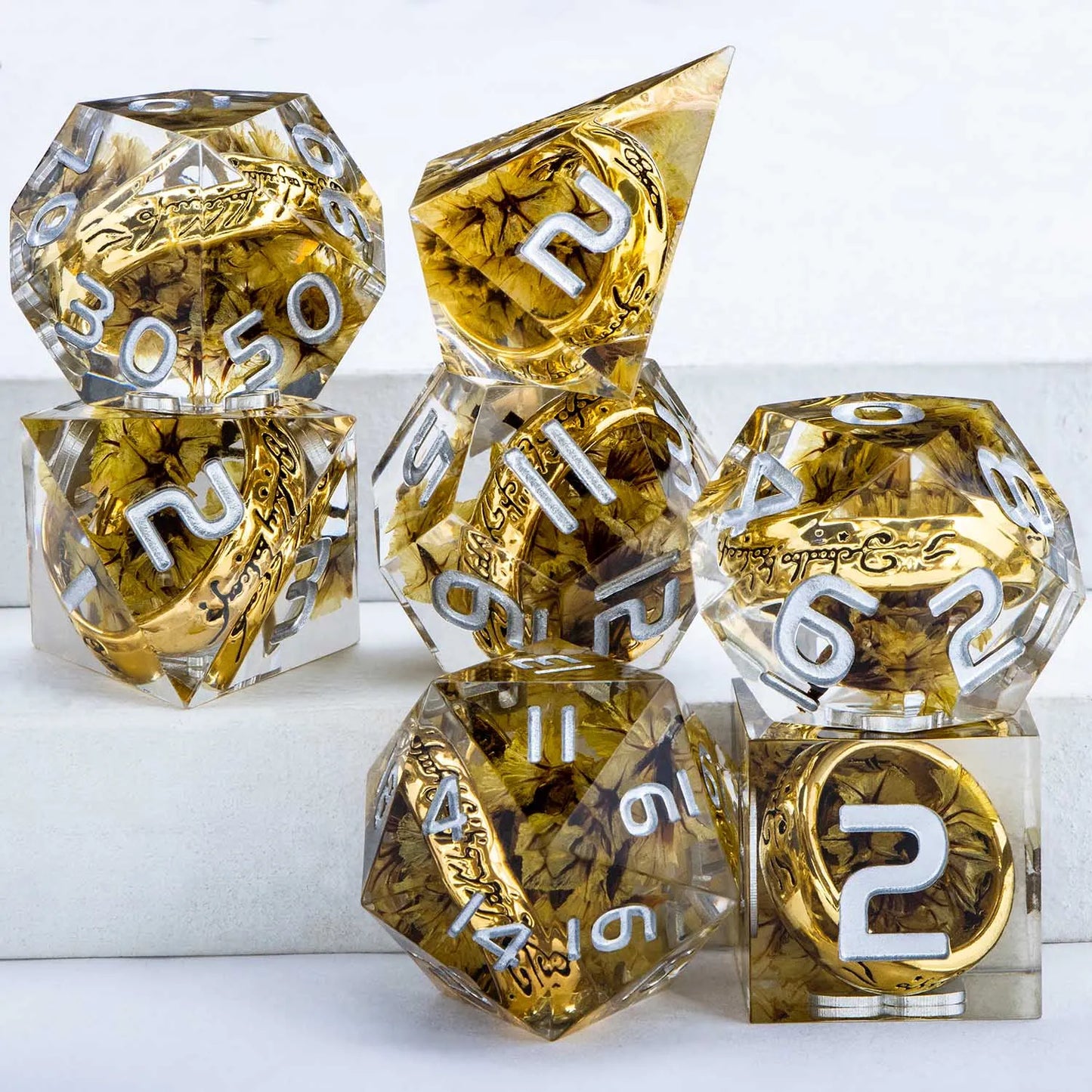 DND D6 Flower Rings & Liquid Flow Eye Sharp Edge Resin Dice Set D&D Dungeon and Dragon Role Playing Game D and D Polyhedral Dice