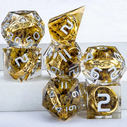 DND D6 Flower Rings & Liquid Flow Eye Sharp Edge Resin Dice Set D&D Dungeon and Dragon Role Playing Game D and D Polyhedral Dice