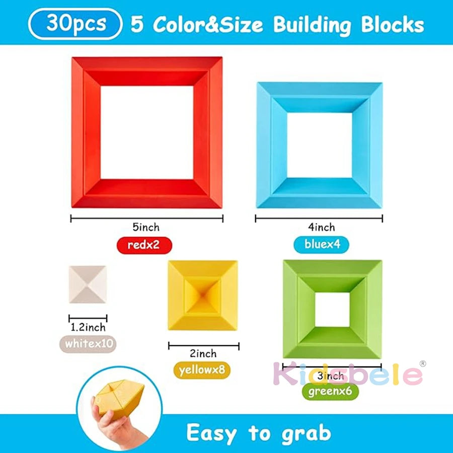 Building Blocks Stacking Toys For Children Montessori Kids 30Pcs Preschool Educational Baby Sensory Toys Christmas Pyramid Gifts