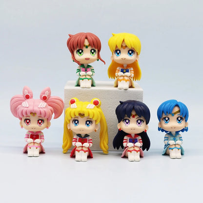 Figurine d'anime Sailor Moon version Q Kawaii Sailor Mars Jupiter Mercury Venus figurine d'action PVC Collection modèle poupée jouet pour enfants