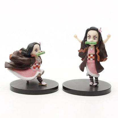 5pcs/set Anime Demon Slayer Kimetsu no Yaiba Kamado Nezuko Car Office Home Decoration Action Figure Models Toys