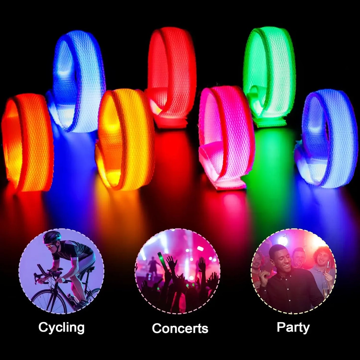 Paquete de 12 pulseras con luces LED, pulseras intermitentes de colores que brillan en la oscuridad, juguetes para fiestas, regalos de cumpleaños para niños y niñas