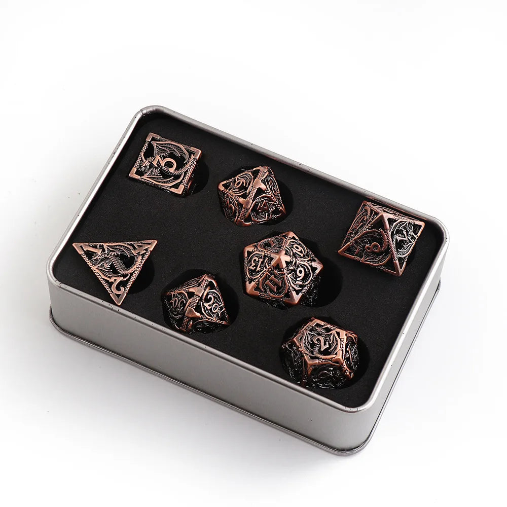 Lot de 7 dés polyédriques solides en métal pour DND, jeu de rôle DND, MTG, RPG, Rol, Pathfinder, jeux de société