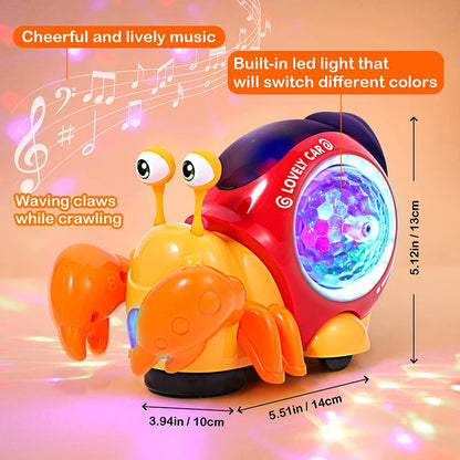 Crawling Crab toy Infant Tummy Time Early Learning Educational Toys Babies Sensory Induction with Light Up Music Toys for Kids