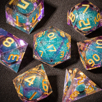 OUKELANWO DND Liquid Core Dice Set D&amp;D, dés à bord tranchant en résine polyédrique pour dés de donjon et de dragon, jeu de rôle RPG