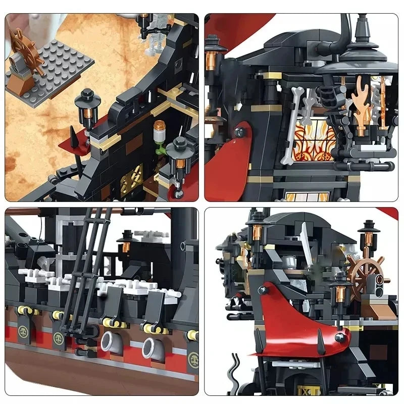 Pirates des Caraïbes Navire Queen's Revenge Navire de guerre Black Pearl Voilier Bloc de construction Briques MOC 4195 Jouets d'assemblage Cadeau pour enfant