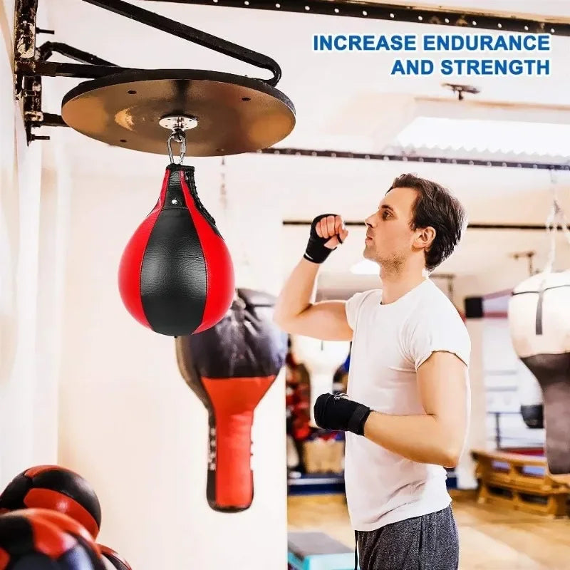 2024 New Boxing Speed Ball Pear Shape PU Speed Bag Boxing Punching Bag Swivel Speedball Exercise Fitness Training Ball