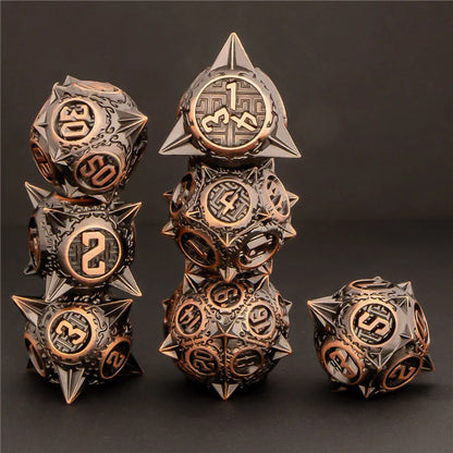 KERWELLSI DND Metal  Dice Set, 7pcs D&D Dice Set, Polyhedral Dungeon and Dragon Role Playing Game Dice, Handmade D and D Dice