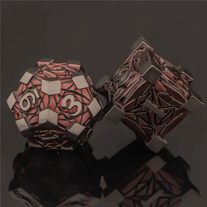 KERWELLSI DND Metal Dice Set D&D, Dungeon and Dragon Role Playing Dice, Crack Handmade RPG D and D Dice D20 D12 D10 D8 D6 D4