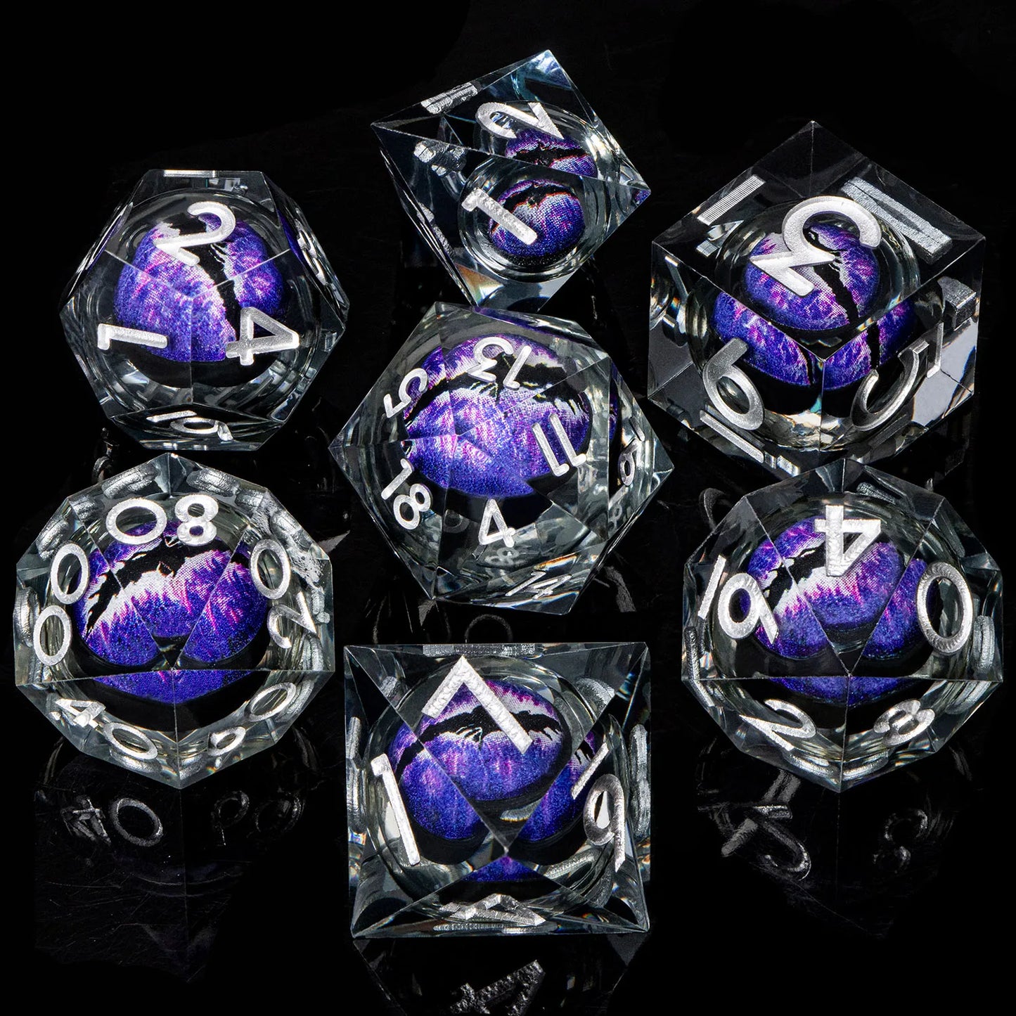 D et D Liquid Flow Core Eye Resin Dice Ring Dice Set Dnd Dungeon and Dragon Pathfinder Jeux de rôle Dés D&amp;D Black Dice