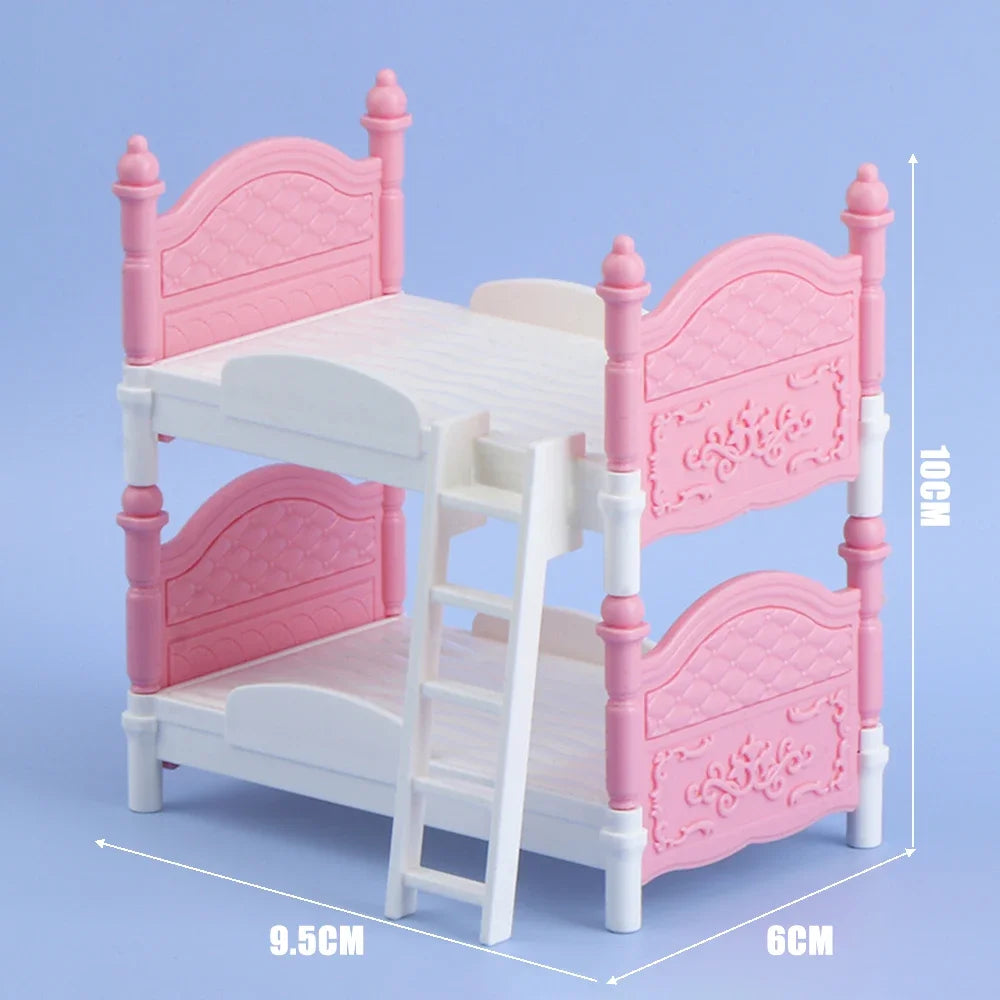 Koala 1/12 Dollhouse Bunk Beds Miniature Bedroom Furniture Ornament Mini Double Bed Dollhouse Create A Miniature Dream Bedroom