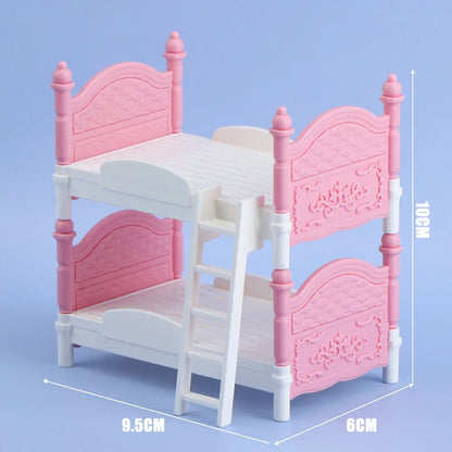 Koala 1/12 Dollhouse Bunk Beds Miniature Bedroom Furniture Ornament Mini Double Bed Dollhouse Create A Miniature Dream Bedroom