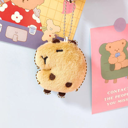 Creative Soft Stuffed Animal Capybara Plush Doll Star Squeak Toy Cartoon Bag Pendant Key Chain Backpack Car Bag Key Ring