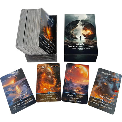 Cartas del oráculo del Yin Yang, cartas de conexión del karma, cartas espirituales, cartas emocionales, físicas, energías planetarias, cartas del tarot, 68 cartas