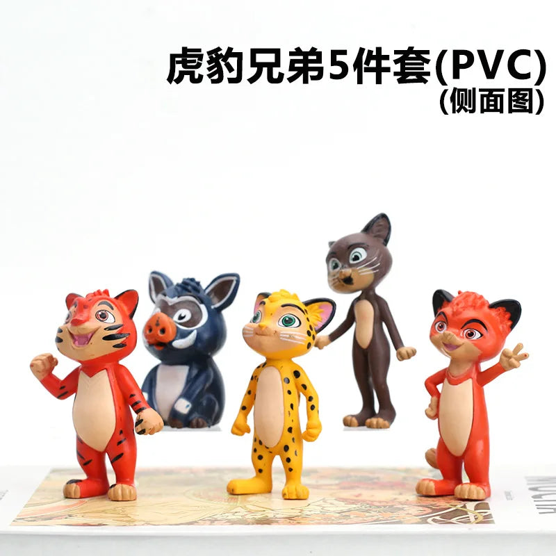 5pcs/set Tig Action Figures Toy Leopard Brothers PVC Tiger Model Action Collection Doll Mini Toy Model for Children Gift