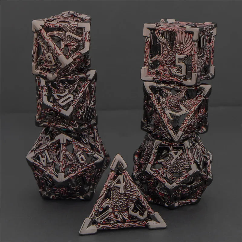 Juego de dados huecos de metal DND KERWELLSI, juego de dados de mazmorras y dragones D&amp;D, dados para juegos de rol, dados D y D RPG D20 D12 D10 D8 D6 D4