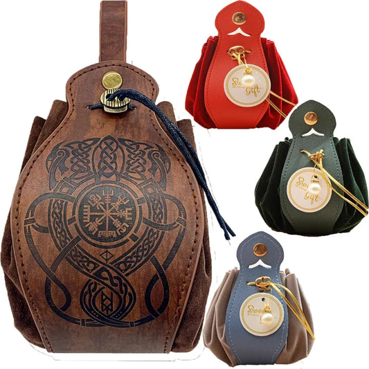 Genuine Leather For DND Dice Bag Tray 5 Celtic Designs Cute Drawstring Pouch D&D Roleplaying RPG Gift Ideas Coin Purse