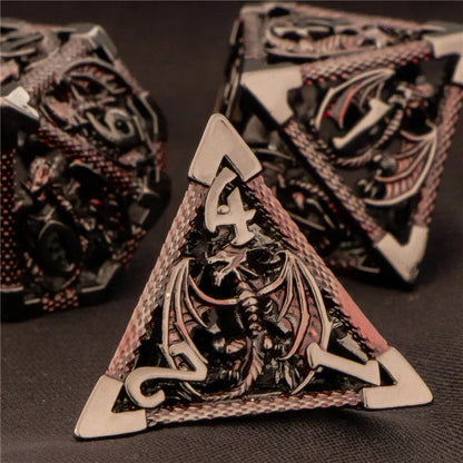 OUKELANWO DND Metal Hollow Dice Set D&amp;D, dés de jeu de rôle polyédriques, dés de donjon et de dragon D et D D20 D12 D10 D8 D6 D4