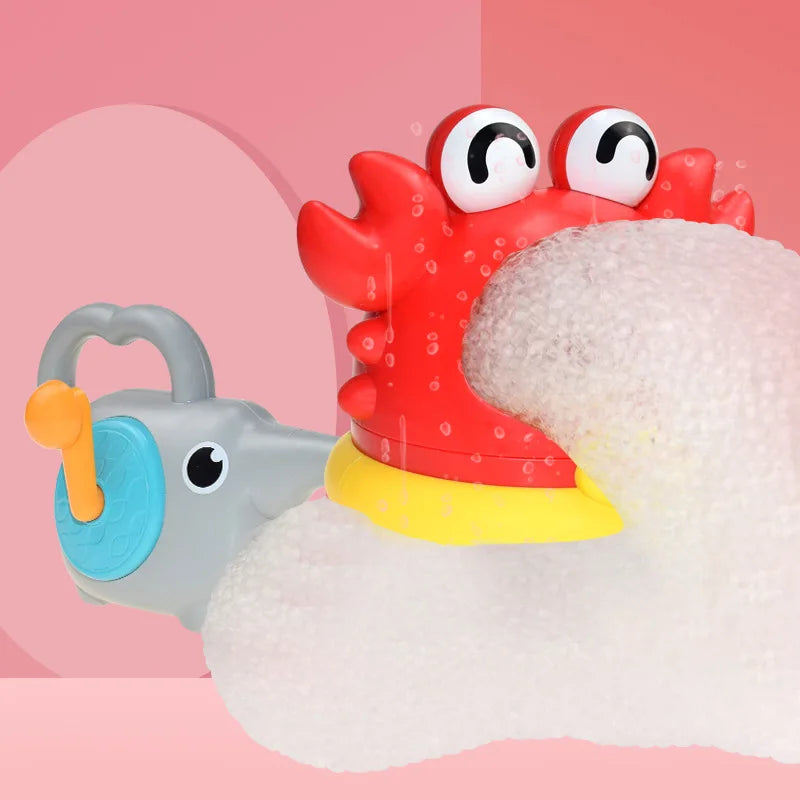 Children Soap Machine Blowing Bubble Baby Bath Aerator Outdoor Foam Maker Cute Cartoon Shark and Crab Bathroom Swimming Pool Toy