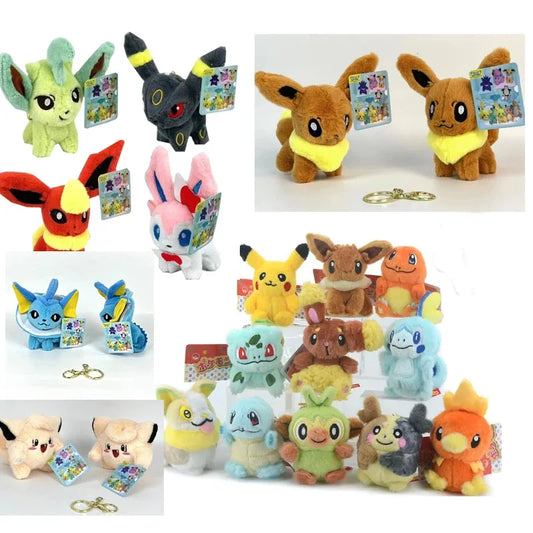 Lot de 10 porte-clés en peluche Morpeko Umbreon Bulbasaur Vulpix Sobble Yamper Buneary, poupée pendentif, jouet, cadeaux