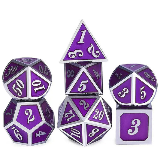 7Pcs/Set Metal Solid Dice with Rich Colors Beautiful and Durable Suitable for Various Scenarios Bars Board Games Family Games